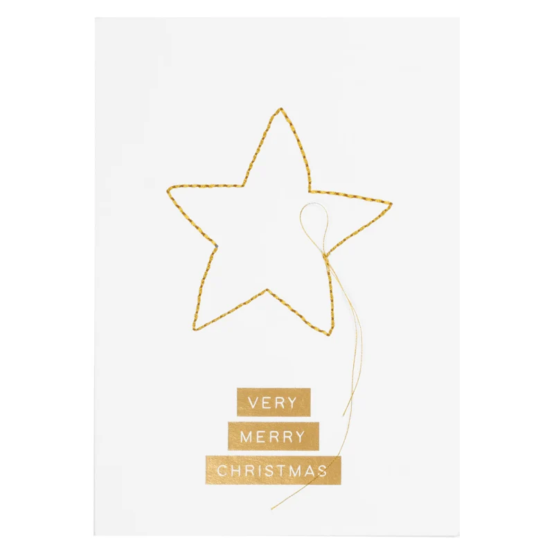 Räder - Biglietto di auguri - Natale - Stella cucita con filo oro