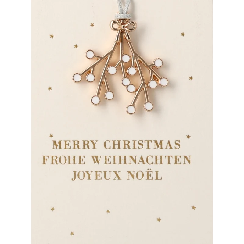 Räder - Decorazione da appendere in metallo - Vischio Merry Christmas 6x8cm
