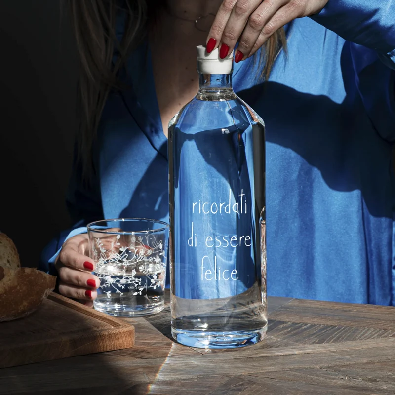 Bottiglia in Vetro Borosilicato Serigrafata - Ricordati di Essere Felice