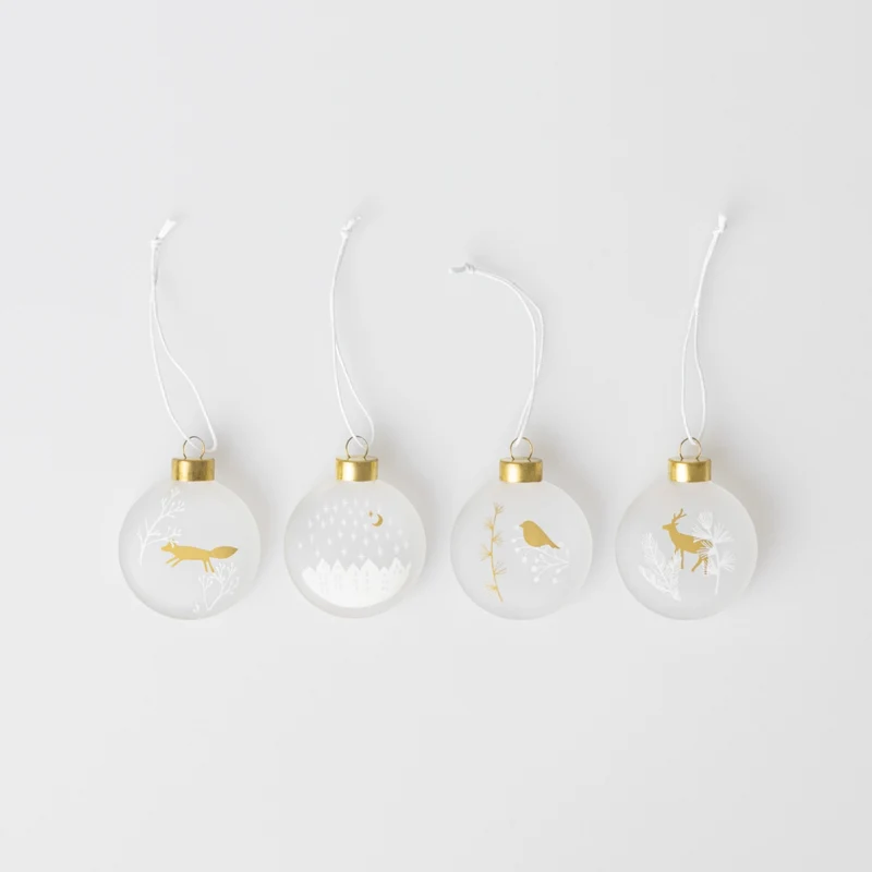 Räder - Set 4 Palline in vetro smerigliato - soggetti inverno Natale 5cm