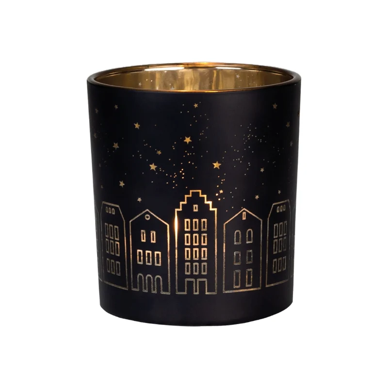 Räder - Bicchierino portacandela tealight - paesaggio natalizio città 7x8cm