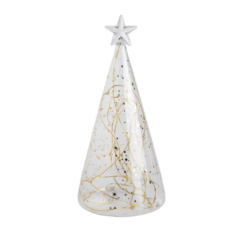Räder - Abete in vetro con LED - stelle oro 10x22cm