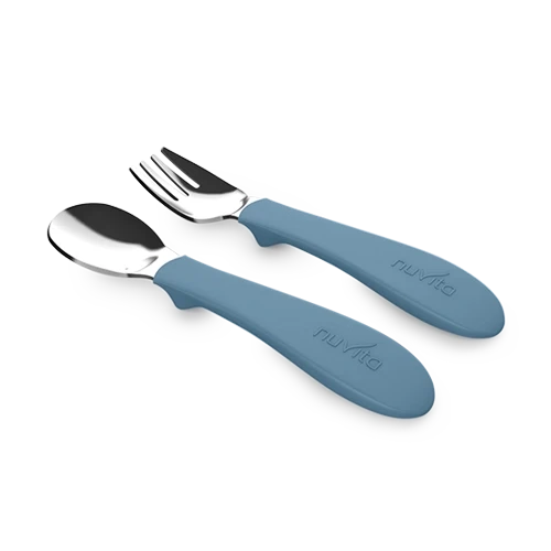 Set posate bimbi in acciaio con impugnatura in silicone - KiddieKit 8472