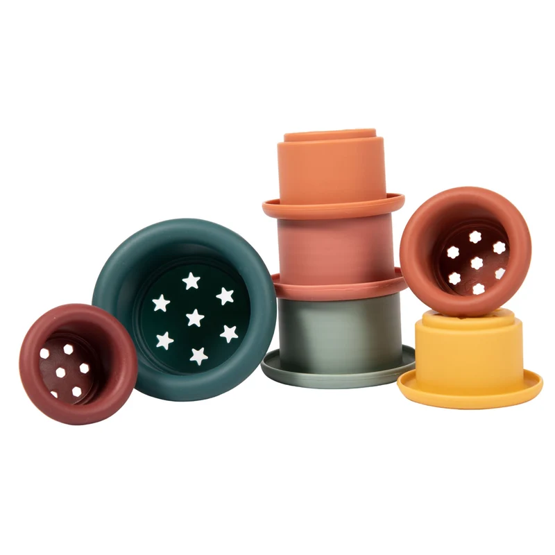 COPPETTE Montessori IMPILA & SVUOTA Gioco per il Bagnetto Bo Jungle 7 PZ
