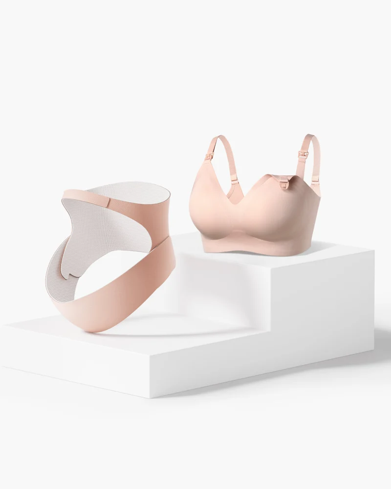 Kit Comfort Gravidanza: Fascia Sostegno Pancia Ergonest e Reggiseno Allattamento Senza Cuciture Ultra Morbido YN21