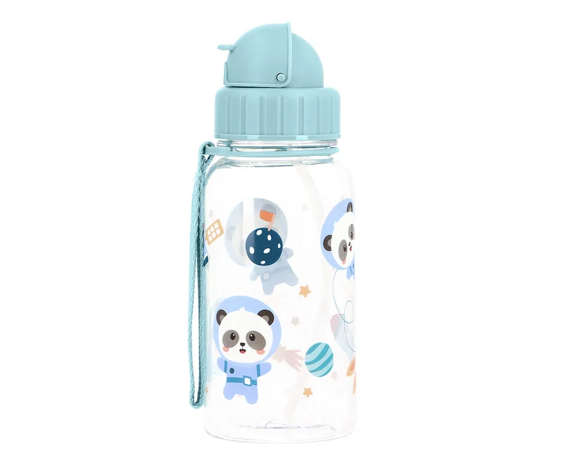 Tutete - Borraccia Tritan 500ml - Panda Spazio con Cannuccia Silicone BPA Free