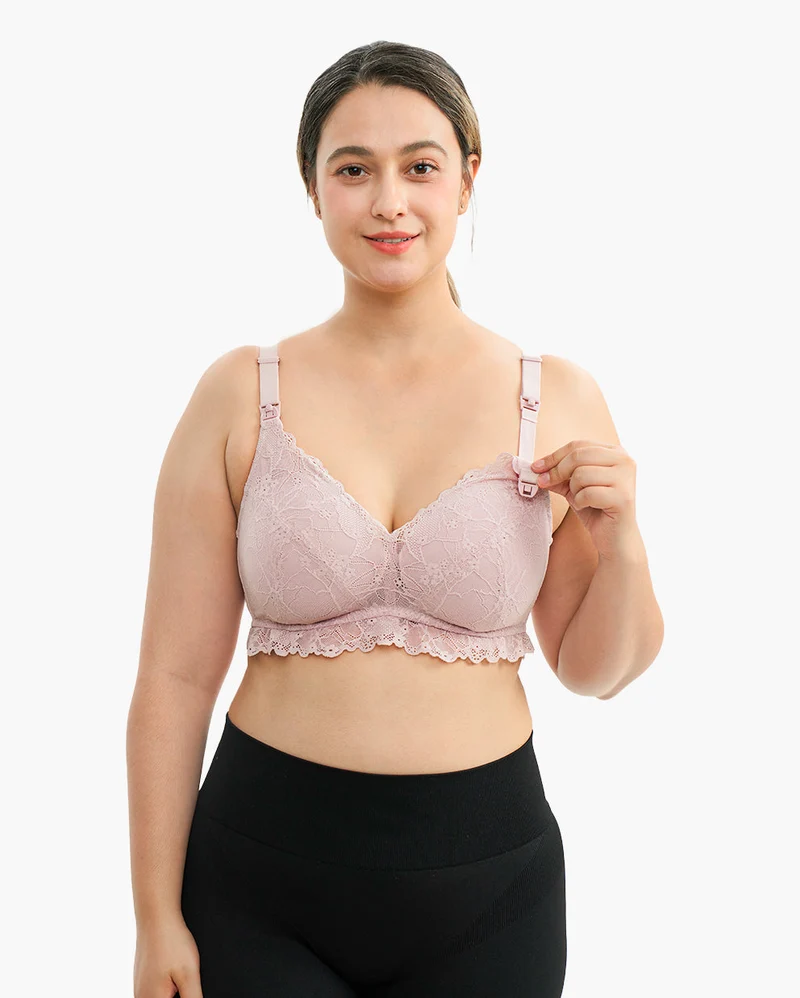 Reggiseno per Allattamento con Scollo a V in Morbido Pizzo