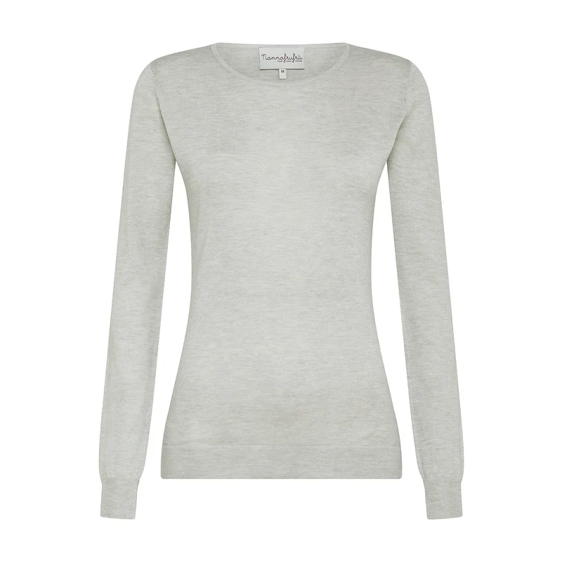 Maglia in Seta e Cashmere Grigio Perla