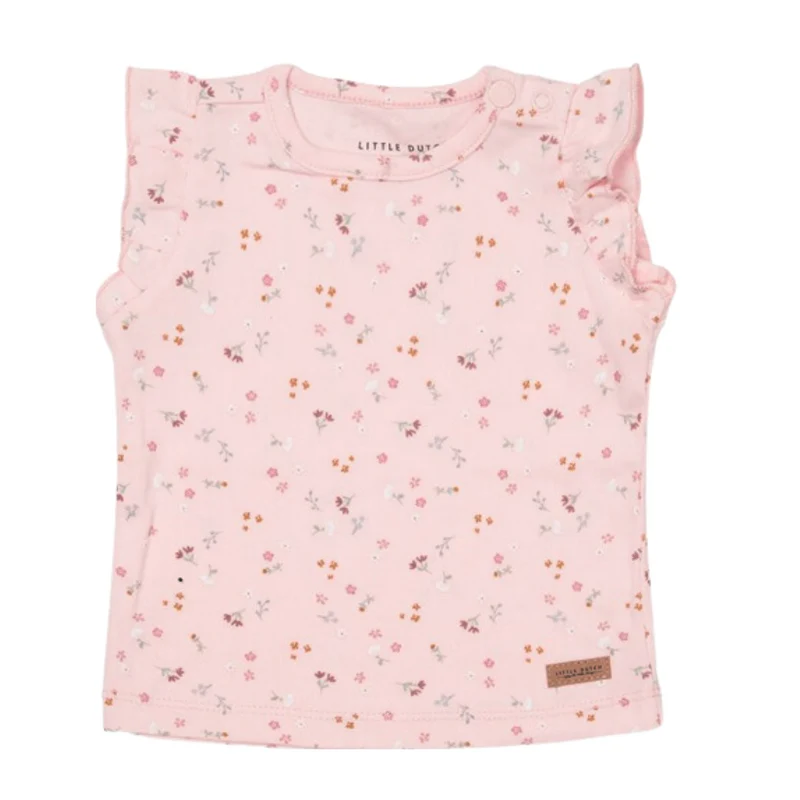 Little Dutch - T Shirt Maniche Corte bimba - Cotone Organico Pink Flowers