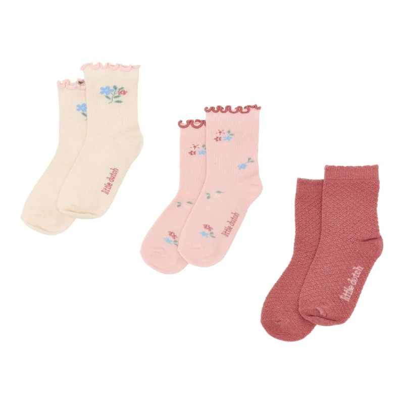 Little Dutch - 3-pack Calze Rosa