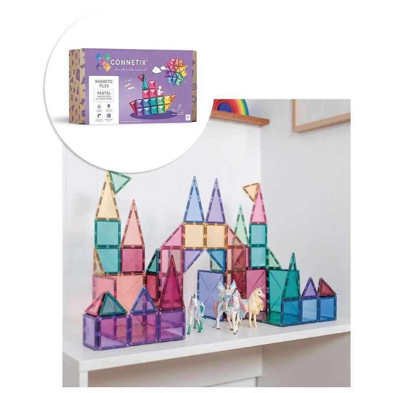 Connetix - Tiles Pastello 64 Pezzi - Starter Pack Tessere Magnetiche (Pacco Iniziale)