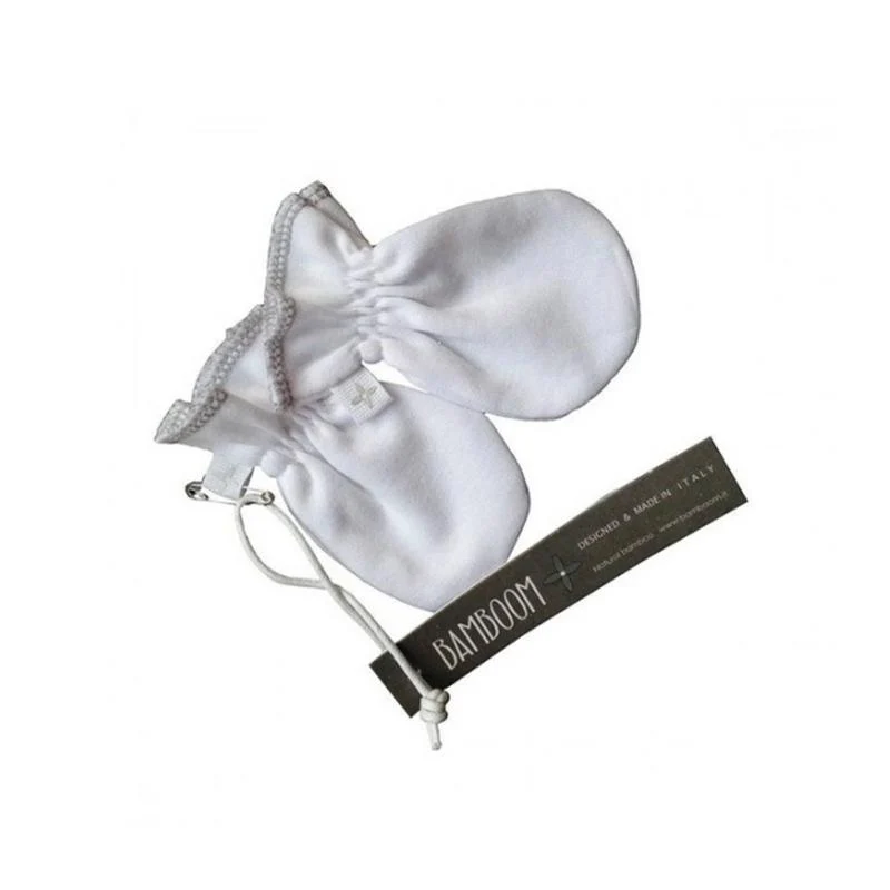 Bamboom - Guanti antigraffio neonato - White bianco