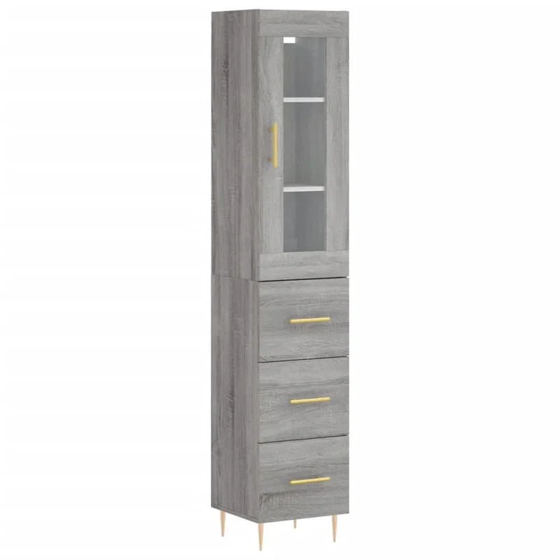 Buffet credenza cassettiera armadio mobile contenitore organizer cucina soggiorno salotto rovere Sonoma alto 34,5 x 34 x 180 cm legno ingegnerizzato grigio 02_0035219