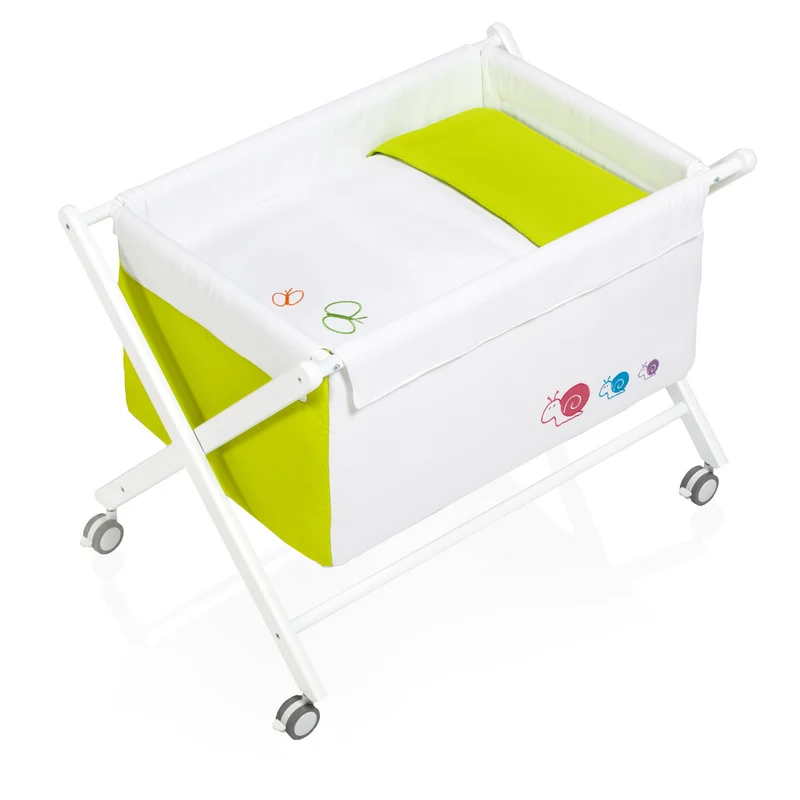 Culla incrocio con tessile in bianco e verde · 670-251