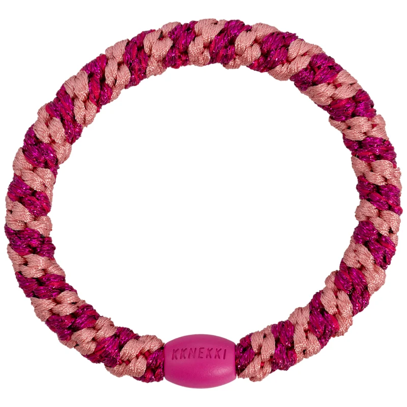 KKNEKKI - Elastico per capelli-braccialetto - Stripe faded rose electric pink glitter