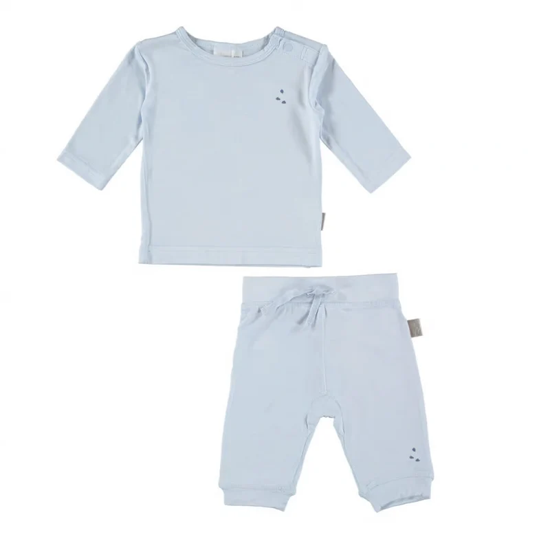 Tutina 2 pezzi in Jersey di Bambù - Celeste