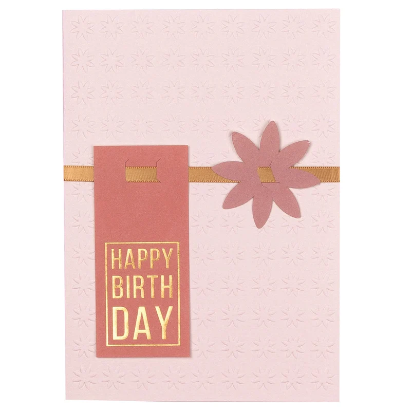 Räder - Räder - Biglietto di auguri - Compleanno - con fiore e dettagli dorati in carta