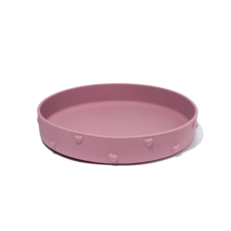 Soina - Piatto piano in silicone con ventosa - Rosa antico