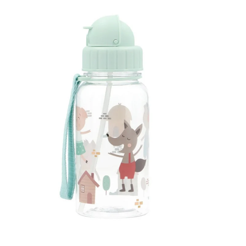 Tutete - Borraccia Tritan 500ml - Tre Porcellini con Cannuccia Silicone BPA Free