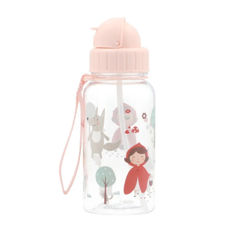 Tutete - Borraccia Tritan 500ml - Cappuccetto Rosso con Cannuccia Silicone BPA Free