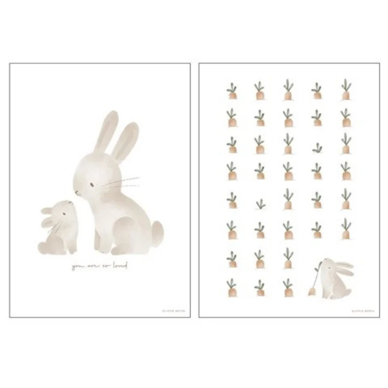 Little Dutch - Poster A3 - Conigli/Carote - Baby Bunny