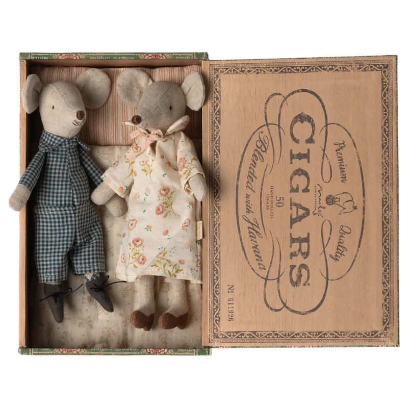 Maileg - Nonna e Nonno topi in scatola dei sigari