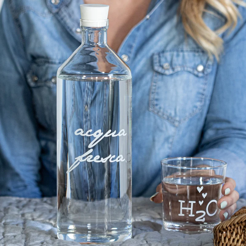 Bottiglia in Vetro Borosilicato Serigrafata - Acqua Fresca