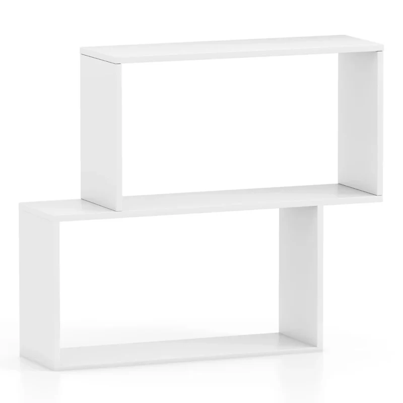 Libreria geometrica 80 x 22 x 70 cm funzionale 3 ripiani design contemporaneo legno bianco 20_0010681