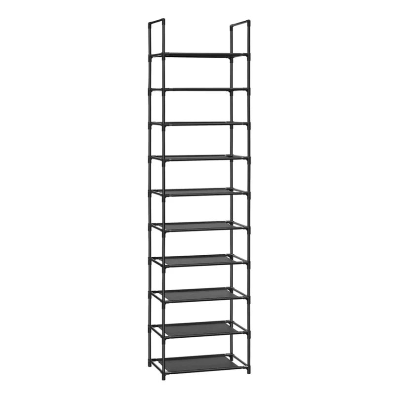 Scarpiera a 5 ripiani organizer per scarpe porta scarpe 28 x 45 x 89 cm struttura in metallo tessuto non tessuto per ingresso camera da letto corridoio nero 12_0005604