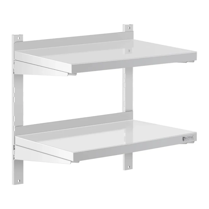 Mensola da parete professionale con 2 ripiani in acciaio inox 40 x 60 cm 14_0001558