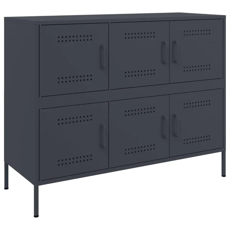 Buffet credenza cassettiera armadio mobile contenitore organizer per cucina soggiorno salotto 100,5 x 39 x 79 cm acciaio antracite 02_0029689