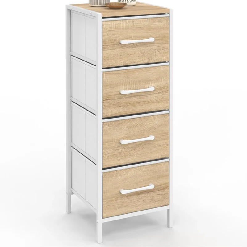 IDMarket - Mobile a 4 cassetti UTAH 30 cm chiffonnier, mobile contenitore dal design industriale in legno e bianco