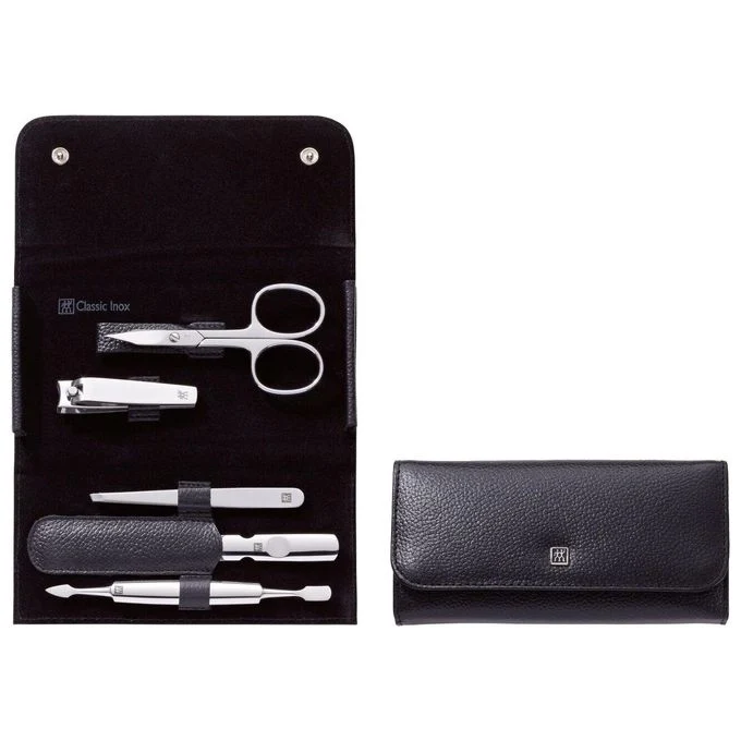 Zwilling 97546-004-0 Classic Inox Set Manicure e Pedicure 5 pezzi custodia bottone a pressione colore Nero