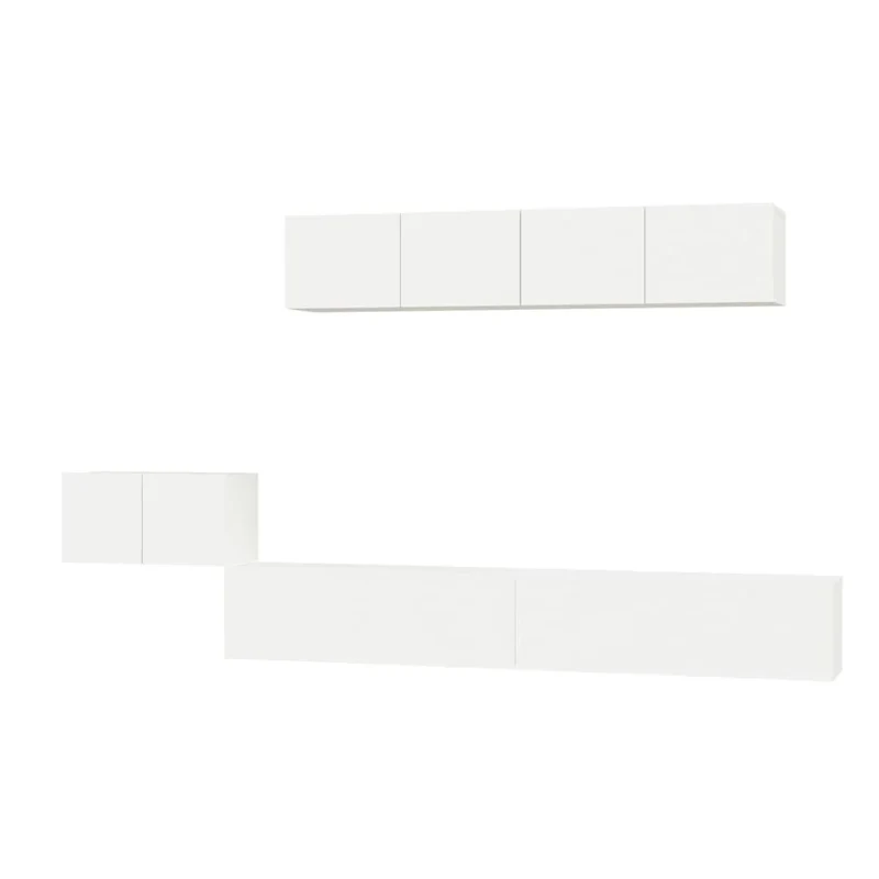 Set di mobili mobile credenza TV televisione soggiorno camera da letto soggiorno 5 pezzi pannelli in MDF bianco 02_0024852