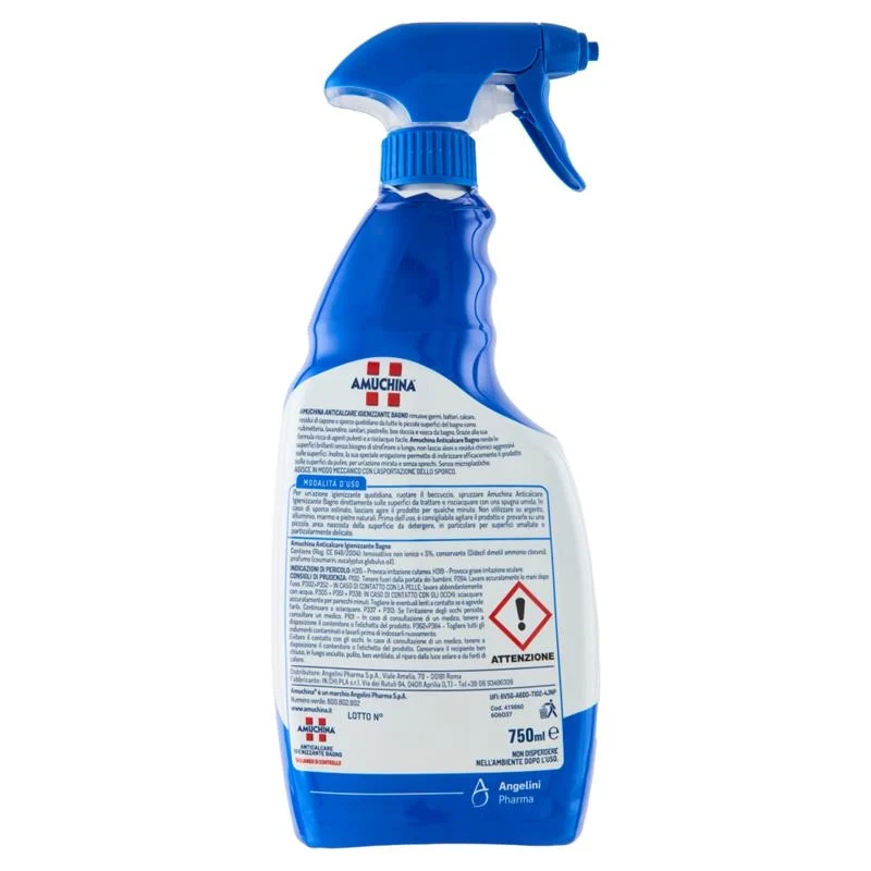 SPRAY AMUCHINA ANTICALCARE IGIENIZZANTE BAGNO NON LASCIA ALONI, RIMUOVE GERMI E BATTERI 750ML