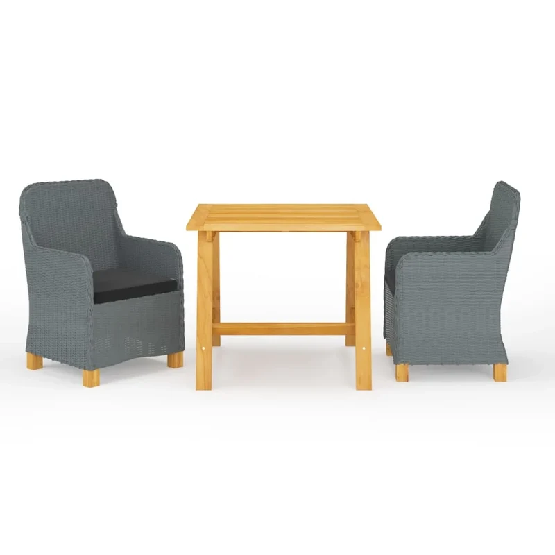 Set da pranzo da giardino per esterni 3 pezzi mobili grigio chiaro 02_0013624