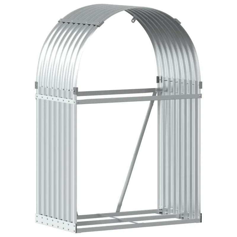 Portalegna argento 80 x 45 x 120 cm acciaio zincato Argento 02_0043797