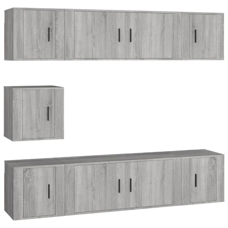 Set di mobili in legno ingegnerizzato Sonoma da 7 pezzi (mobile credenza mobile TV soggiorno camera da letto salotto) - 02_0025214