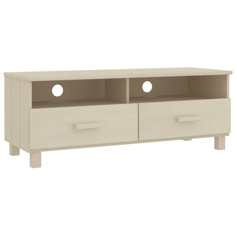 Mobile TV multimediale mensola TV credenza TV sala da pranzo soggiorno camera da letto color miele 106 x 40 x 40 cm legno massello di pino marrone 02_0027635