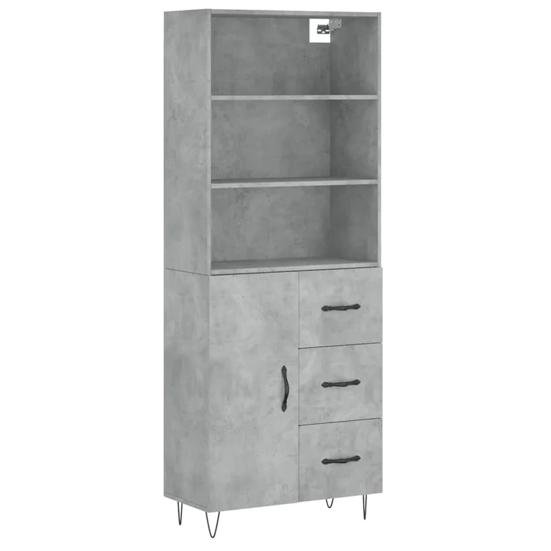 Buffet credenza cassettiera armadio mobile contenitore organizer cucina soggiorno salotto alto 69,5 x 34 x 180 cm legno ingegnerizzato grigio 02_0034616