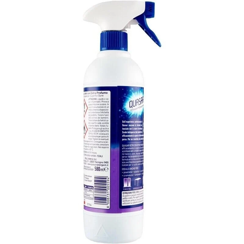 QUASAR SPRAY VETRI 580 ML CON EXTRA PROFUMO NON LASCIA ALONI USO QUOTIDIANO