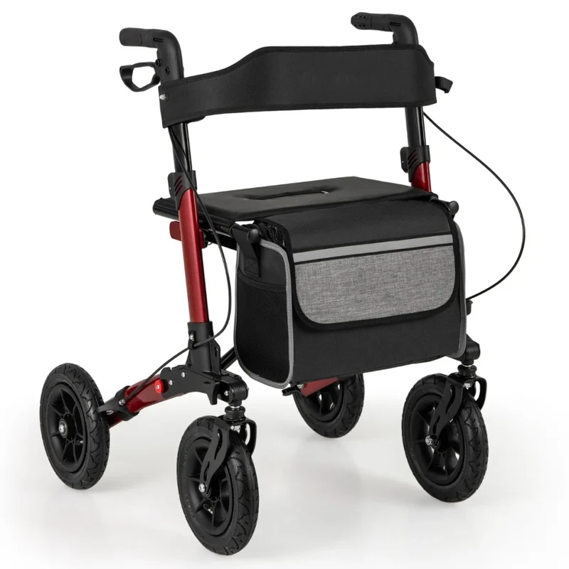 Deambulatore pieghevole fuoristrada 62 x 82 x 81,5-97 cm comfort ergonomico sicurezza migliorata design rosso 20_0011671