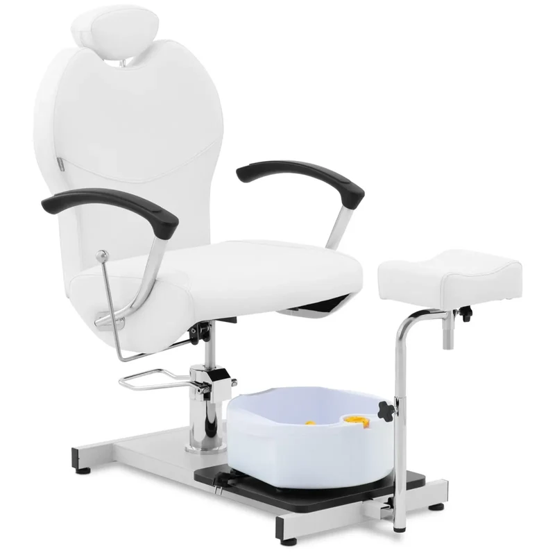 Poltrona per pedicure con poggiagambe e pediluvio compensato in PVC plastica acciaio schiuma sintetica bianco 14_0009010