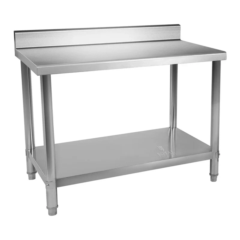 Tavolo da lavoro professionale in acciaio inox da cucina 120 x 60 cm portata 110 kg con alzatina 14_0003653
