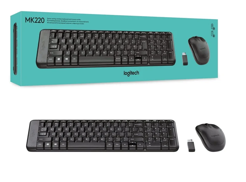 Kit professionale Mouse Tastiera Logitech MK220 senza fili Wireless PC MAC WINDOWS NVR