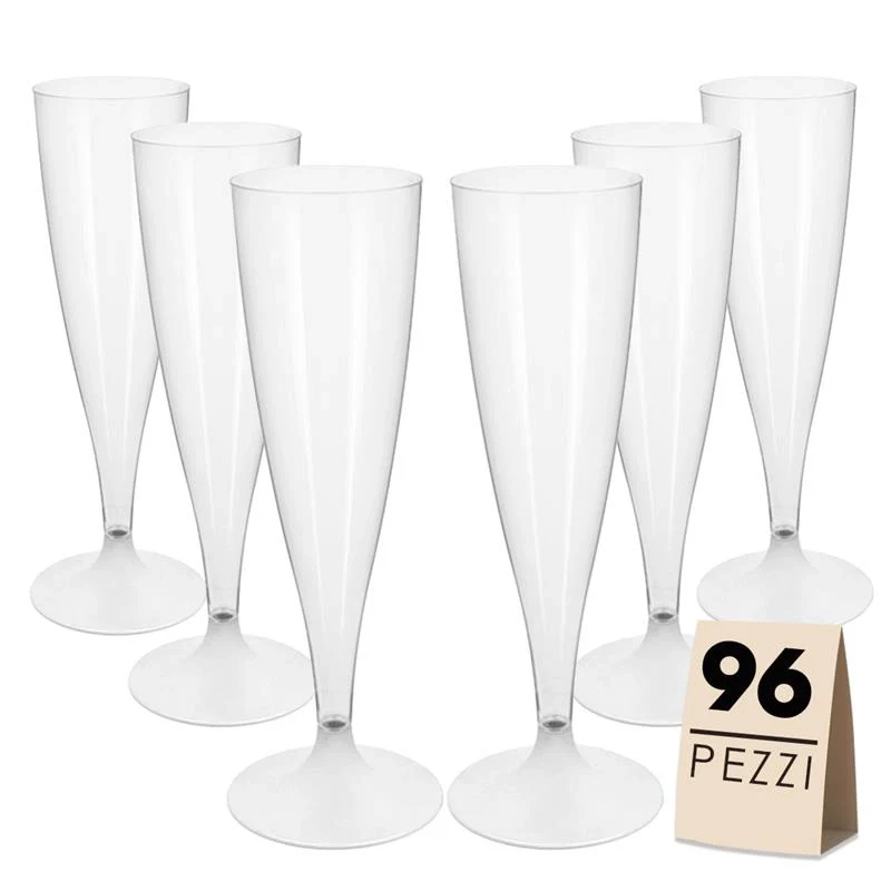 FLUTE SET 96 PZ IN PLASTICA TRASPARENTE IN CONFEZIONE DA 6 PEZZI L'UNO